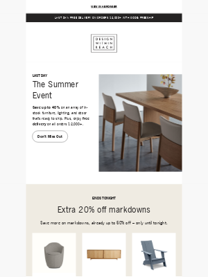 Design Within Reach - Last day: Up to 40% off in-stock furniture