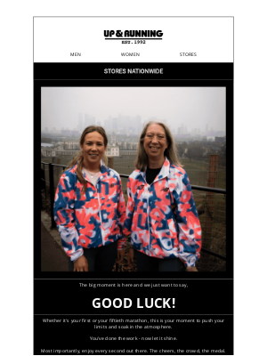 Up & Running (United Kingdom) - Good Luck, Runners! 🏅 We've Got You Covered for the Finish Line!