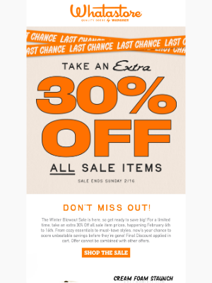 Whataburger - Last Chance for Extra 30% Off All Sale Items!