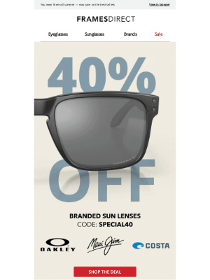 FramesDirect - 🌞 Your favorite sun styles — now at 40% off