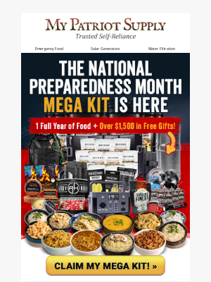 My Patriot Supply - 1 Year of Food. 90 FREE Survival Items.