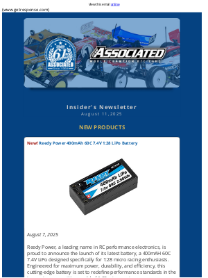 Team Associated - Team Associated Insider’s Newsletter, August 11, 2025
