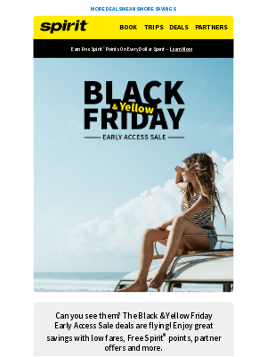 Spirit Airlines - Early Access: Black & Yellow Friday Sale