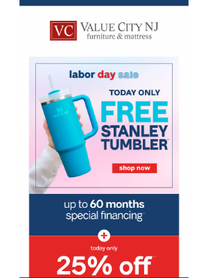 Value City Furniture - Labor Day Gift: Your Free Tumbler Awaits