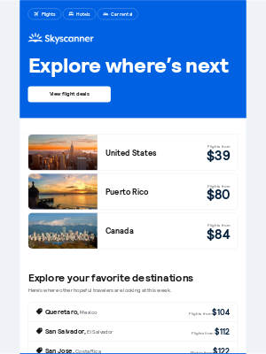Skyscanner  - Flights from $39