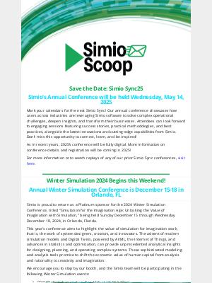 December Scoop: Save the Date for Simio Sync25