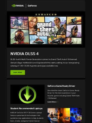 NVIDIA - Grand Theft Auto V Enhanced Out Now with DLSS 4 and New Game Ready Driver.