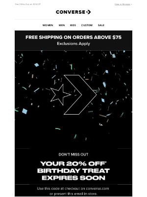 Converse - Your Birthday Gift Expires Soon