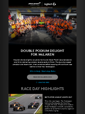 Logitech - McLaren teamwork pays off with double podium at Italian GP!