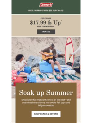 Coleman Company - Last Days to Soak up Summer... and Cooler Savings 😎
