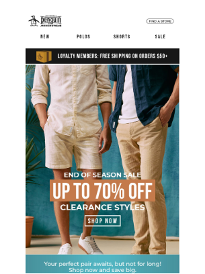 Original Penguin - 👖 Your Legs Called: Shorts & Pants Up to 70% Off!