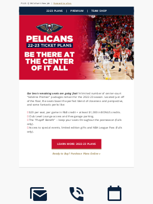 New Orleans Pelicans - Going Fast: 22-23 Sideline Premier Plans + $1,000 Bonus