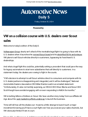 Automotive News - VW on a collision course with U.S. dealers over Scout sales