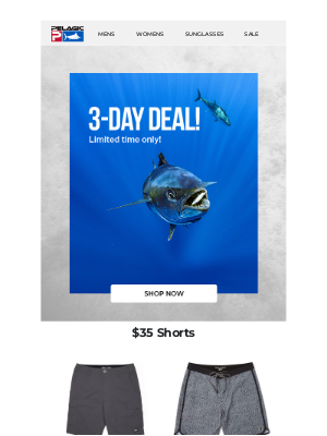 Pelagic - $25-35 Shorts - 3 Day Limited Deal!