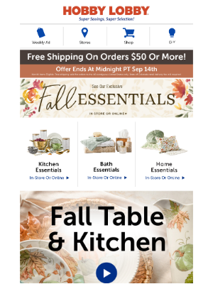 Hobby Lobby - Cozy Up Your Kitchen With 40% Off Fall!