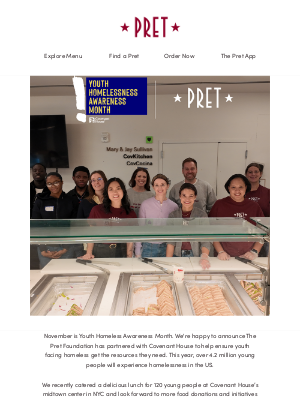 Pret A Manger - Youth Homelessness Awareness Month