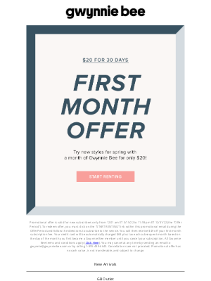 Gwynnie Bee - Price drop: $20 for your first month