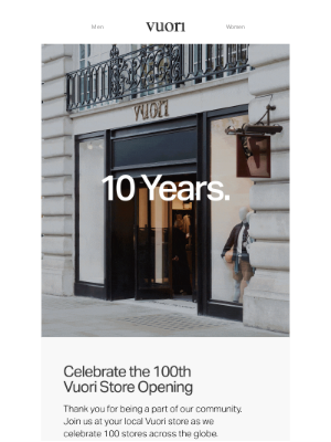 Vuori - Tomorrow: Celebrate 100 Stores And The Community Behind Them