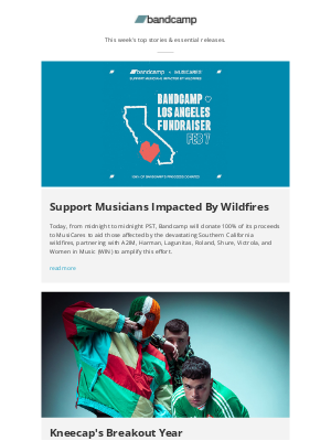 Bandcamp - How To Support Artists Impacted By Wildfires and Other Stories