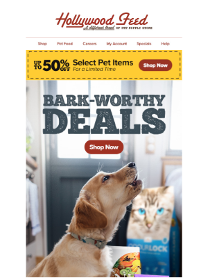 Hollywood Feed - Hey pearl! You've Earned Up to 50% off Select Pet Items!