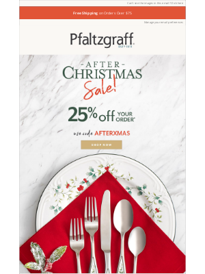 christmas email templates - Boxing day email from Pfaltzgraff