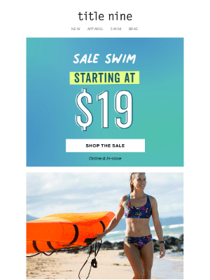 Title Nine - STARTS NOW! Swim starting at $19