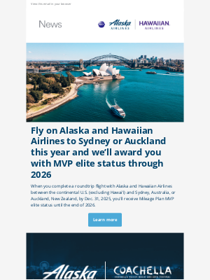 Alaska Airlines - Fly This Roundtrip, Earn MVP Elite & Upgrade Your ✨Festival Experience✨ with Mileage Plan