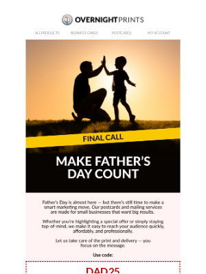 Overnight Prints - Last Chance for Father's Day Deals