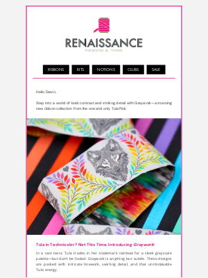 Renaissance Ribbons - 🖤 ipsum Has Never Looked So Good – Meet Tula Pink’s Graywork