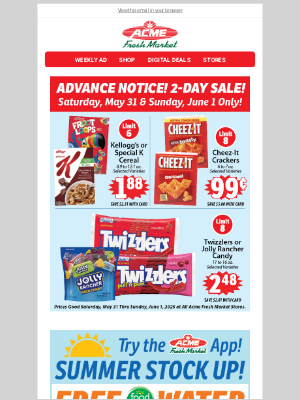 Acme Fresh Market - Advance Notice! 2-Day Sale This Weekend!