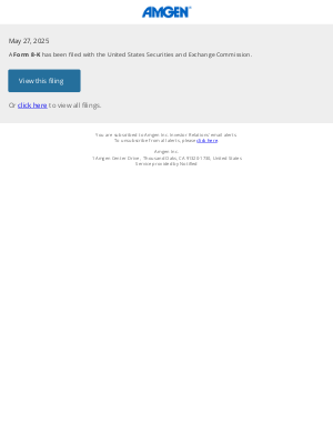 Amgen - New Form 8-K for Amgen Inc.