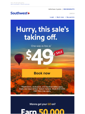 Southwest Airlines - $49 fares! Got a getaway on the horizon?