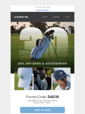 Cobra Golf - 30% Off Bags and Accessories | Father's Day