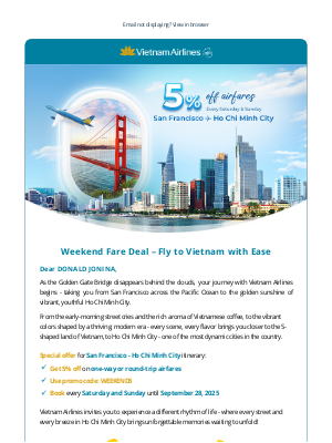 Vietnam Airlines - Weekend Fare Deal – Fly to Vietnam with Ease