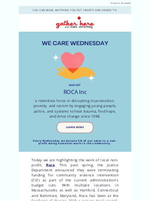 Gather - Sharing is Caring! August We Care Wednesday!