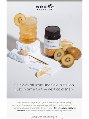 Matakana Superfoods (New Zealand) - 👀 20% off Immune Support sale is still on, just in time for the next cold snap