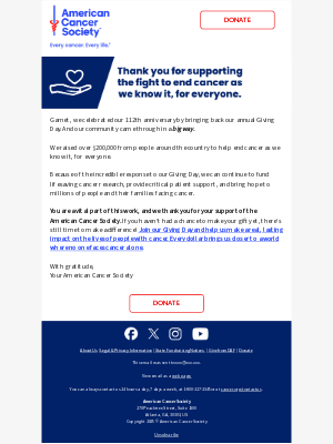 American Cancer Society - Thank you, thank you, thank you​ 💖