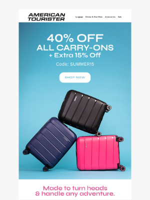American Tourister - Just In: 40% Off + EXTRA 15% Off Carry-Ons