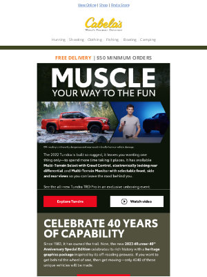 Cabela's (CA) - , Toyota Trucks—Take Home Toughness