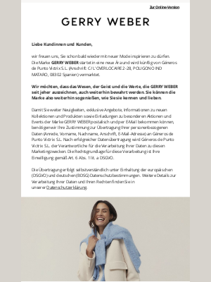 Gerry Weber (Germany) - Bald dürfen wir Sie wieder inspirieren – jetzt anmelden
