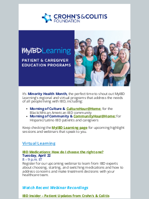 Crohn's & Colitis Foundation - MyIBD Learning Monthly Newsletter