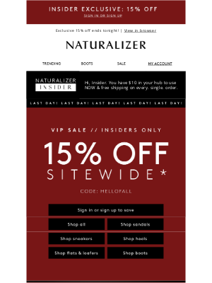 Naturalizer - Hello fall. Goodbye Insider-only perk.