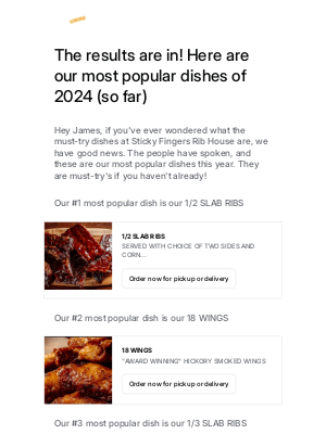 Sticky Fingers Ribhouse - The results are in! Here are our most popular dishes of 2024! 🍽️