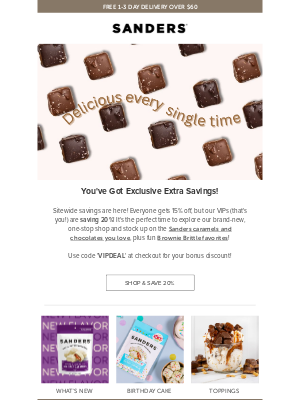 Sanders Candy - Treat yourself: 20% off is waiting for you