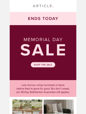 Article - Last chance: Memorial Day Sale ends today