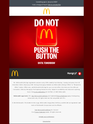 McDonald's (United Kingdom) - Do NOT push this button until tomorrow 🔴