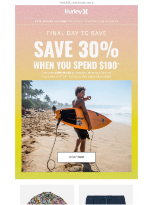 Hurley - Last day to save 30% ⚡️