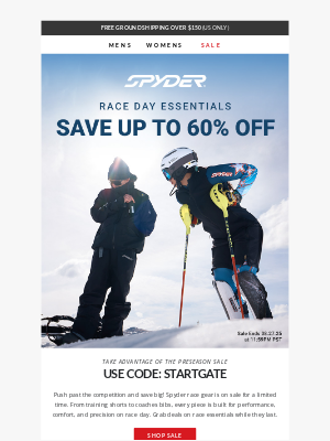 Spyder Active Sports - Race to Savings: Up to 60% OFF! 🚀