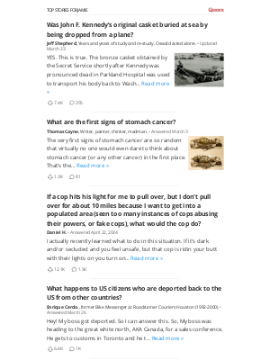 Quora - Was John F. Kennedy’s original casket buried at sea by being dropped from a plane?