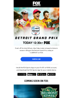 Fox Networks Group - Palou returns to the track after Indy 500 win 🏁